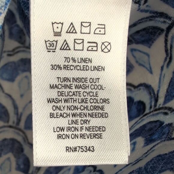 Sigrid Olsen Linen Popover 3/4 Length Sleeve Blouse Top Size XL Amalfi Blue - Picture 6 of 8